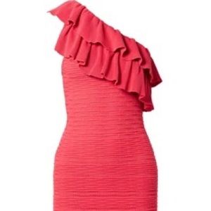 Rebecca Vallance chairs Ruffle Ribbed Knit Dress